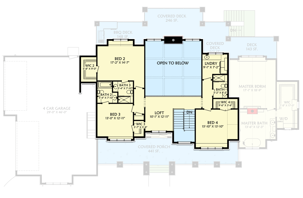 Plan 703002TYL: Mountain Craftsman Plan with Expansive Covered Deck and Option to Finish Basement - Floor Plan - 2nd Floor - Craftsman, Mountain, New American