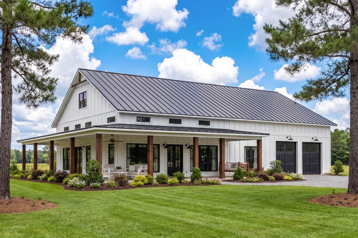 Plan image - 51942HZ:3-Bed Barndominium-Style Farmhouse with Wrap Around Porch - 2000 Sq Ft