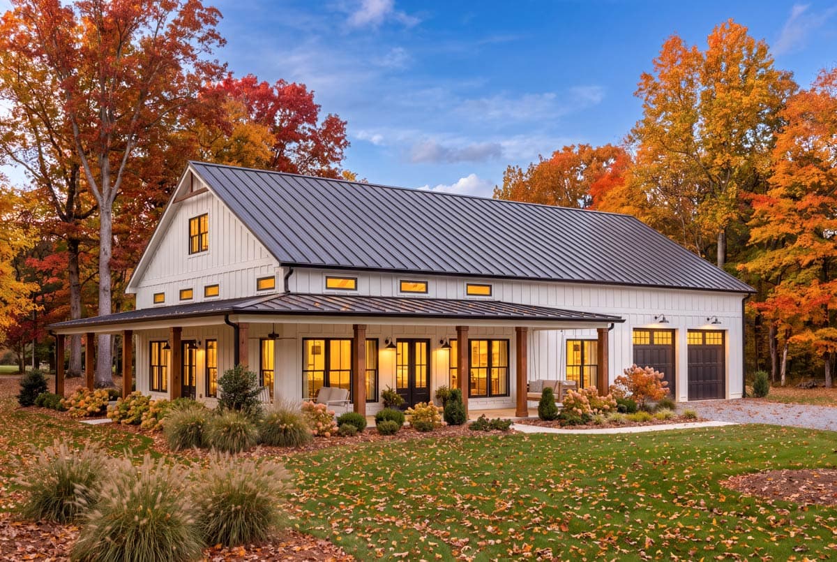 Plan 51942HZ: 3-Bed Barndominium-Style Farmhouse with Wrap Around Porch - 2000 Sq Ft - Image #6 - Barndominium, Country