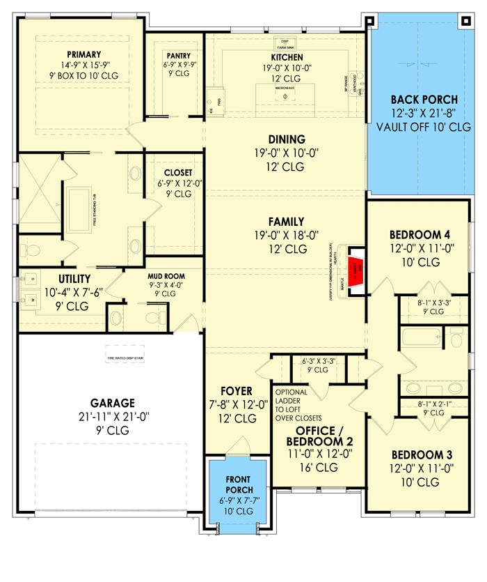 Plan 819002JSSB: HomeBuilder's ProSpec Pack: 3 Versatile House Plans for Subdivisions & Developments - Floor Plan - Main Level - Version C - Contemporary, Craftsman, European, New American, Transitional