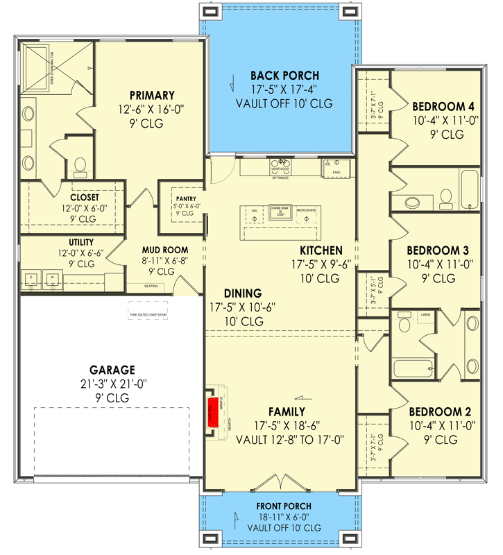 Plan 819004JSSB: HomeBuilder's ProSpec Pack: 2 Versatile House Plans for Subdivisions & Developments - Floor Plan - Main Level - Version A - Craftsman, Mountain, Rustic