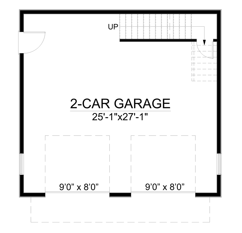 Plan 550011LAN: 728 Square Foot Detached 2-Car Garage with Full-Height Storage Above - Floor Plan - Main Level - Traditional