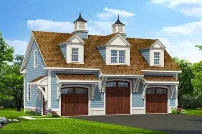 Detached 1170 Square Foot 3-Car Garage with Full-Height Storage Above