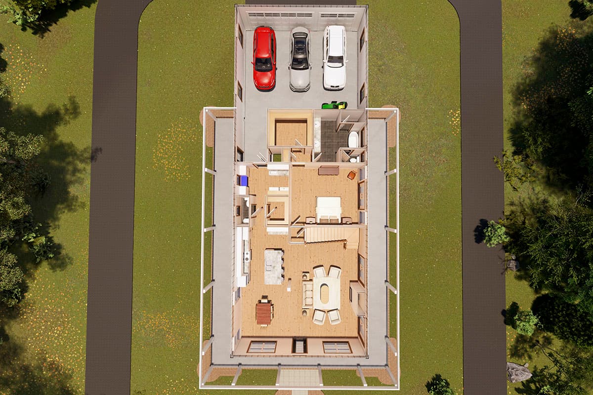 Plan 52324WM: 4 Bed Barndominium-Style House Plan with Wrap-Around Porch and Game Room - 2761 Sq Ft - Image #11 - Barndominium, Country, Craftsman, Rustic