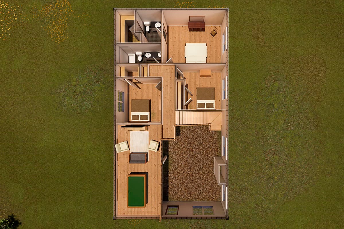 Plan 52324WM: 4 Bed Barndominium-Style House Plan with Wrap-Around Porch and Game Room - 2761 Sq Ft - Image #12 - Barndominium, Country, Craftsman, Rustic