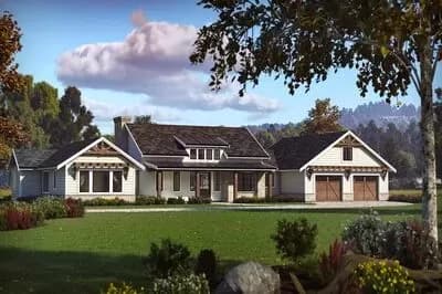 3-Bed Mountain Ranch Plan with Multiple Gathering Spaces