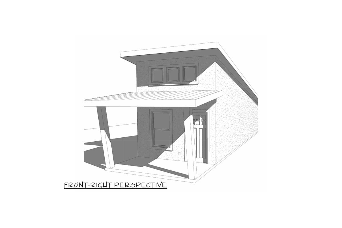 Plan 910087WHD: 12-Foot-Wide 432 Square Foot ADU - Image #4 - Contemporary, Mid Century Modern