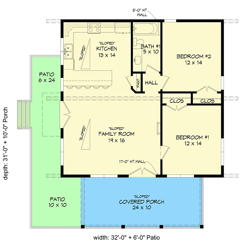Plan 680163VR: 1200 Square Foot Modern Lake House Plan with Loft - Floor Plan - Main Level - Contemporary, Mid Century Modern, Modern, Mountain, Rustic