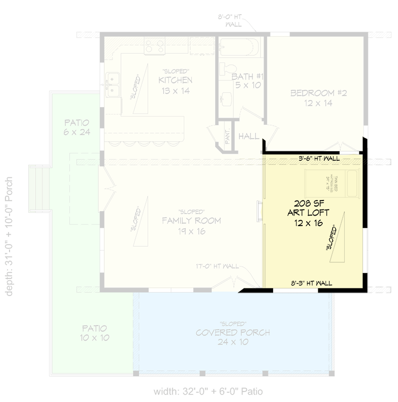 Plan 680163VR: 1200 Square Foot Modern Lake House Plan with Loft - Floor Plan - 2nd Floor - Contemporary, Mid Century Modern, Modern, Mountain, Rustic