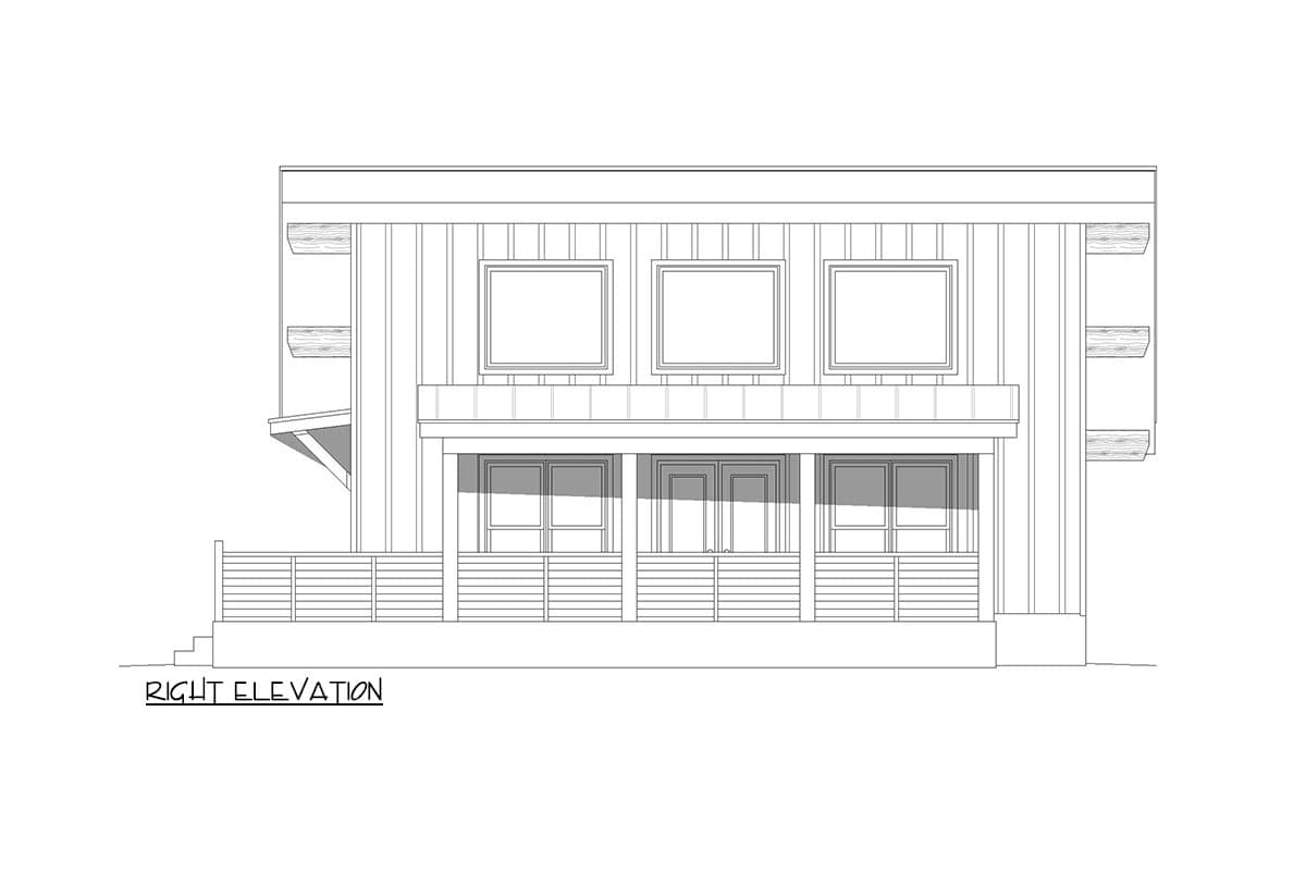 Plan 680163VR: 1200 Square Foot Modern Lake House Plan with Loft - Image #5 - Contemporary, Mid Century Modern, Modern, Mountain, Rustic