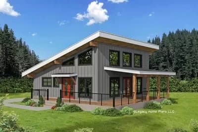 1200 Square Foot Modern Lake House Plan with Loft