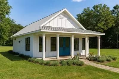 2-Bed Cottage Plan with Open Living Area and Two Laundry Options