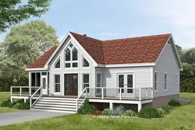 1275 Square Foot Rustic Ranch House Plan with Vaulted Interior