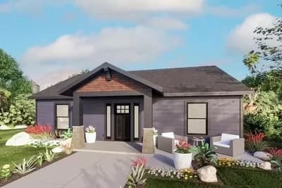 One-level Craftsman Plan with 2 Bedrooms