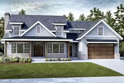 New American Craftsman Plan with Front or Side Load Garage