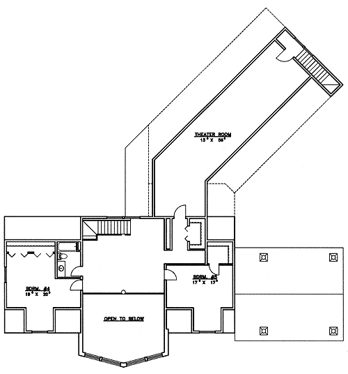 Plan 35352GH: Magnificent Windows with Angled Garage - Floor Plan - 2nd Floor - Contemporary, Mountain, Northwest, Vacation