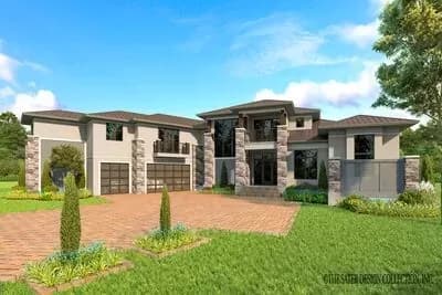 5 Bed Transitional House Plan with Multi-Generational Apartment Above Garage