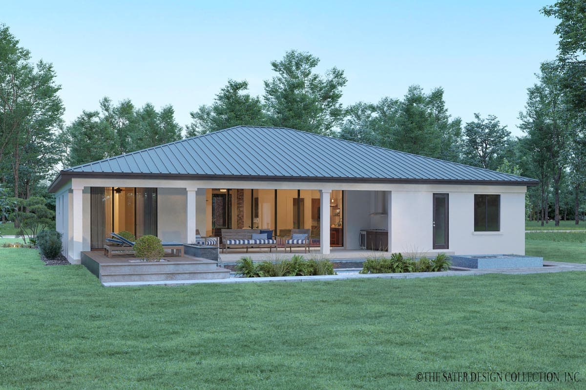 Plan 340124STR: Contemporary 2241 Square Foot One-Story House Plan with Split Bed Layout - Image #9 - Contemporary, New American, Ranch, Transitional