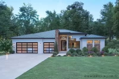 Contemporary 2241 Square Foot One-Story House Plan with Split Bed Layout