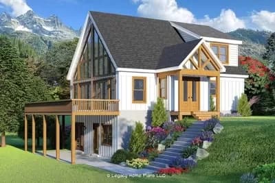 2-Story Lake House House Plan with Lower Level Expansion