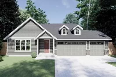 2031 Square Foot Craftsman One-Story House Plan with 3-Car Garage