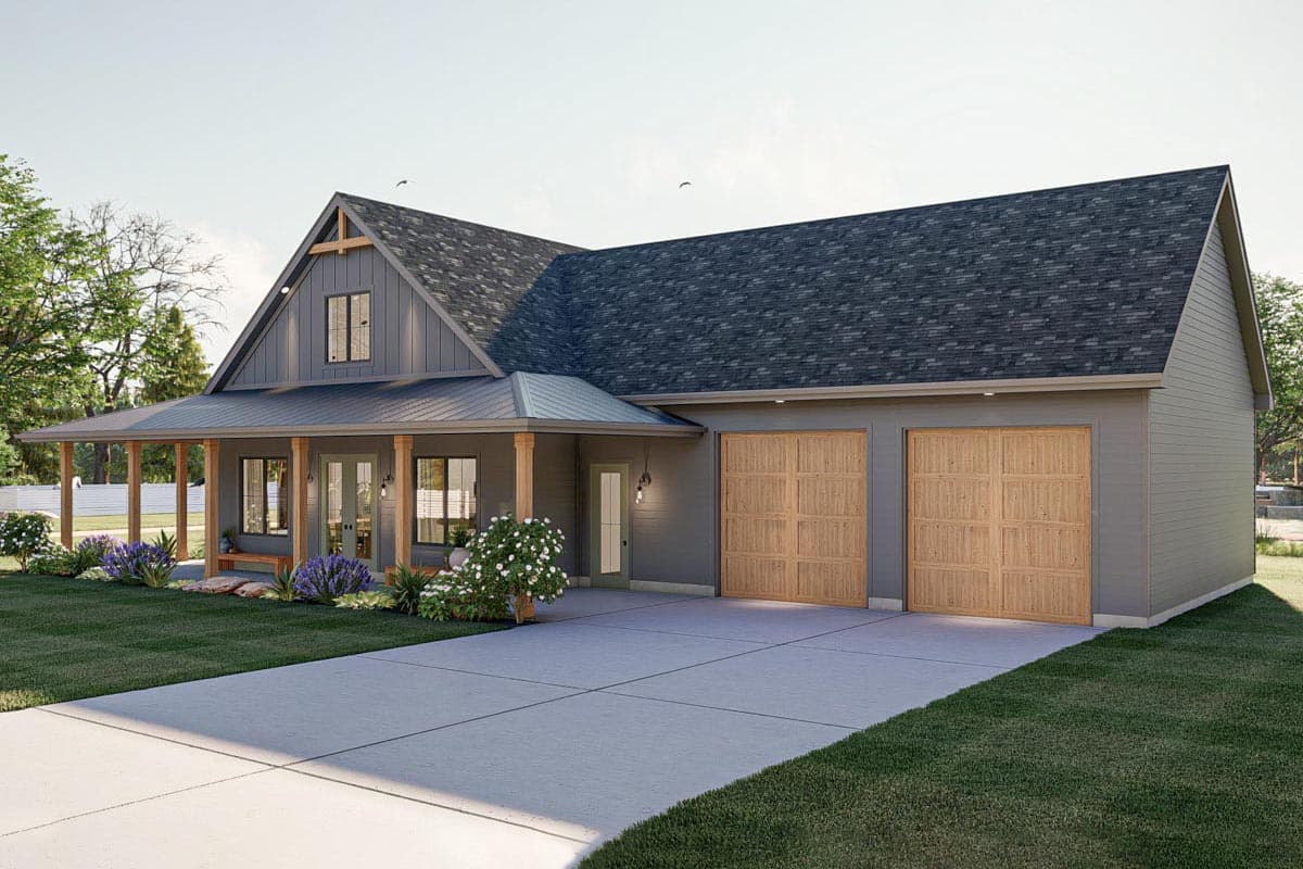 Plan 623260DJ:  Barndominium-Style Farmhouse Plan with a 3-Car Garage - 1691 Square Foot - Image #5 - Barndominium, Country, Farmhouse, Modern Farmhouse, Rustic, Traditional
