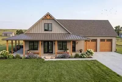  Barndominium-Style Farmhouse Plan with a 3-Car Garage - 1691 Square Foot