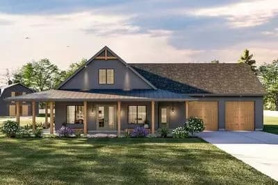  Barndominium-Style Farmhouse Plan with a 3-Car Garage - 1691 Square Foot