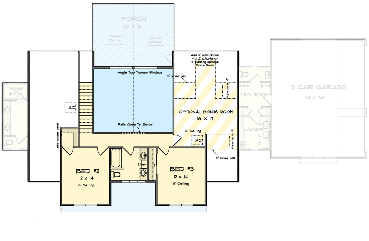 Plan 52325WM: 4-Bed Country Farmhouse Plan with Vaulted Great Room and Covered Porch - Floor Plan - 2nd Floor - Country, Farmhouse, Modern Farmhouse, Traditional