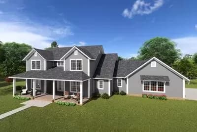 4-Bed Country Farmhouse Plan with Vaulted Great Room and Covered Porch