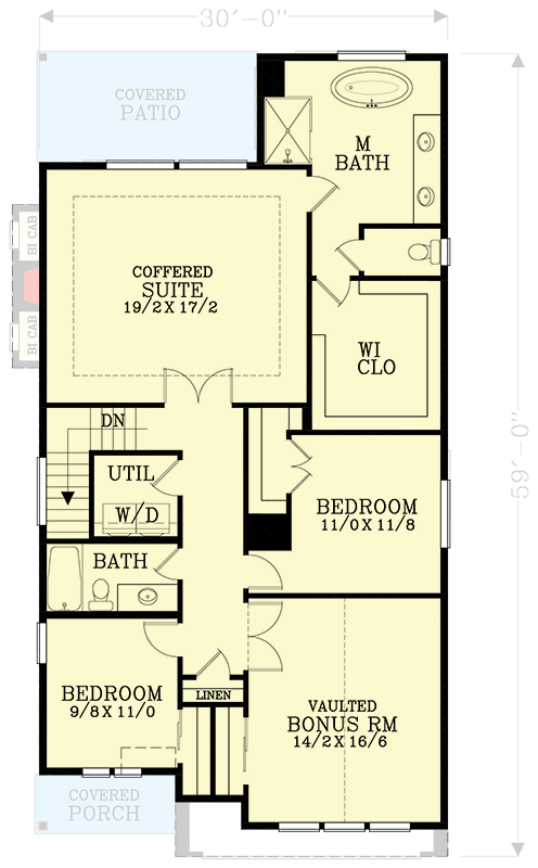 Plan 28104J: 2700 Square Foot Craftsman with a 30-Foot-Wide Footprint - Floor Plan - 2nd Floor - Country, Craftsman, Modern Farmhouse, New American