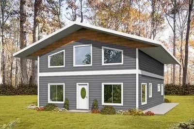 1-Bed Country House Plan with Loft 
