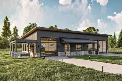 Modern Barndominium Style Garage Plan