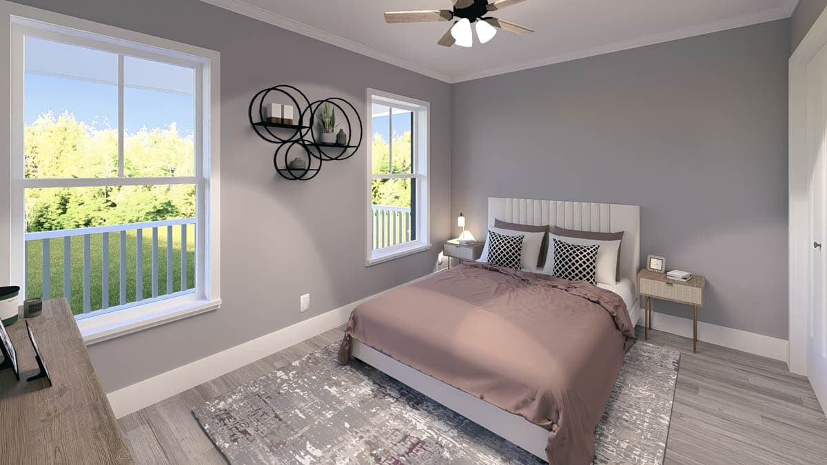 Plan 25037DH: 792 Square Foot Small House Plan with 2 Bedrooms and 6-Foot-Deep Porches - Image #7 - Cottage, Country, Southern, Southern Traditional, Traditional