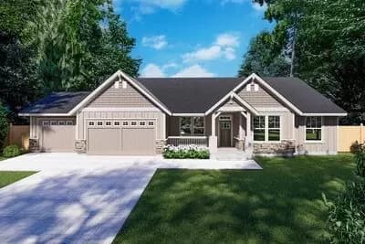 3 Bed Craftsman House Plan Under 2600 Square Feet with 3 Car Garage