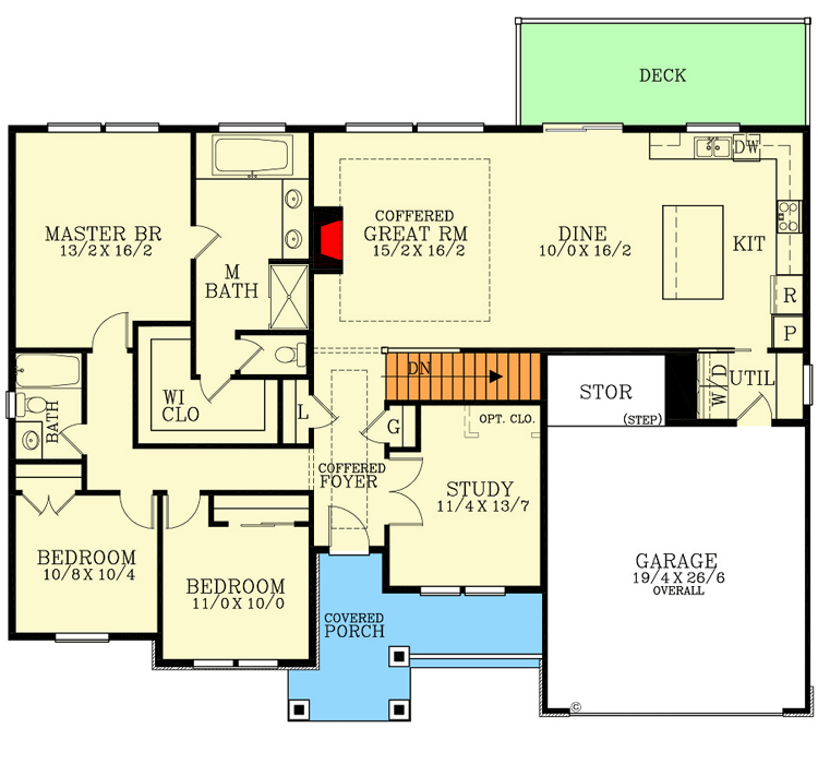 Plan 28112J: 2832 Square Foot Craftsman Rambler with Finished Walkout Basement - Floor Plan - Main Level - Country, Craftsman, Ranch