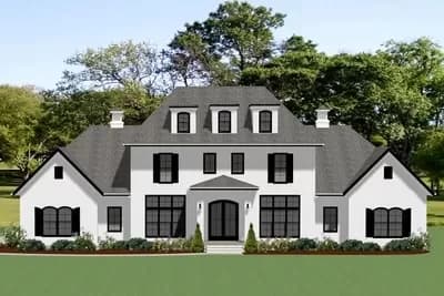 5-Bed Transitional House Plan with Outdoor Kitchen and Bonus Expansion
