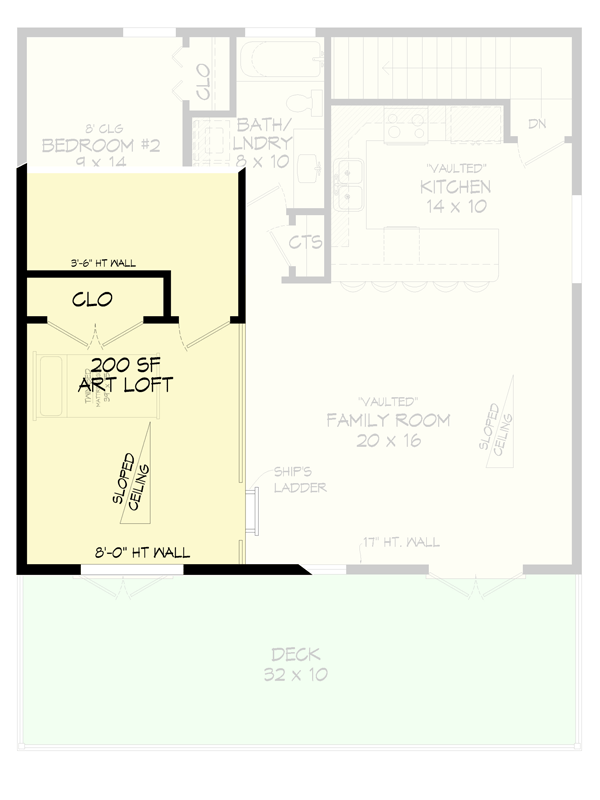Plan 680168VR: 1105 Square Foot Coastal Contemporary House Plan On A Pier Foundation - Floor Plan - 2nd Floor - Beach, Coastal, Coastal Contemporary, Cottage, Low Country, Mid Century Modern, Vacation