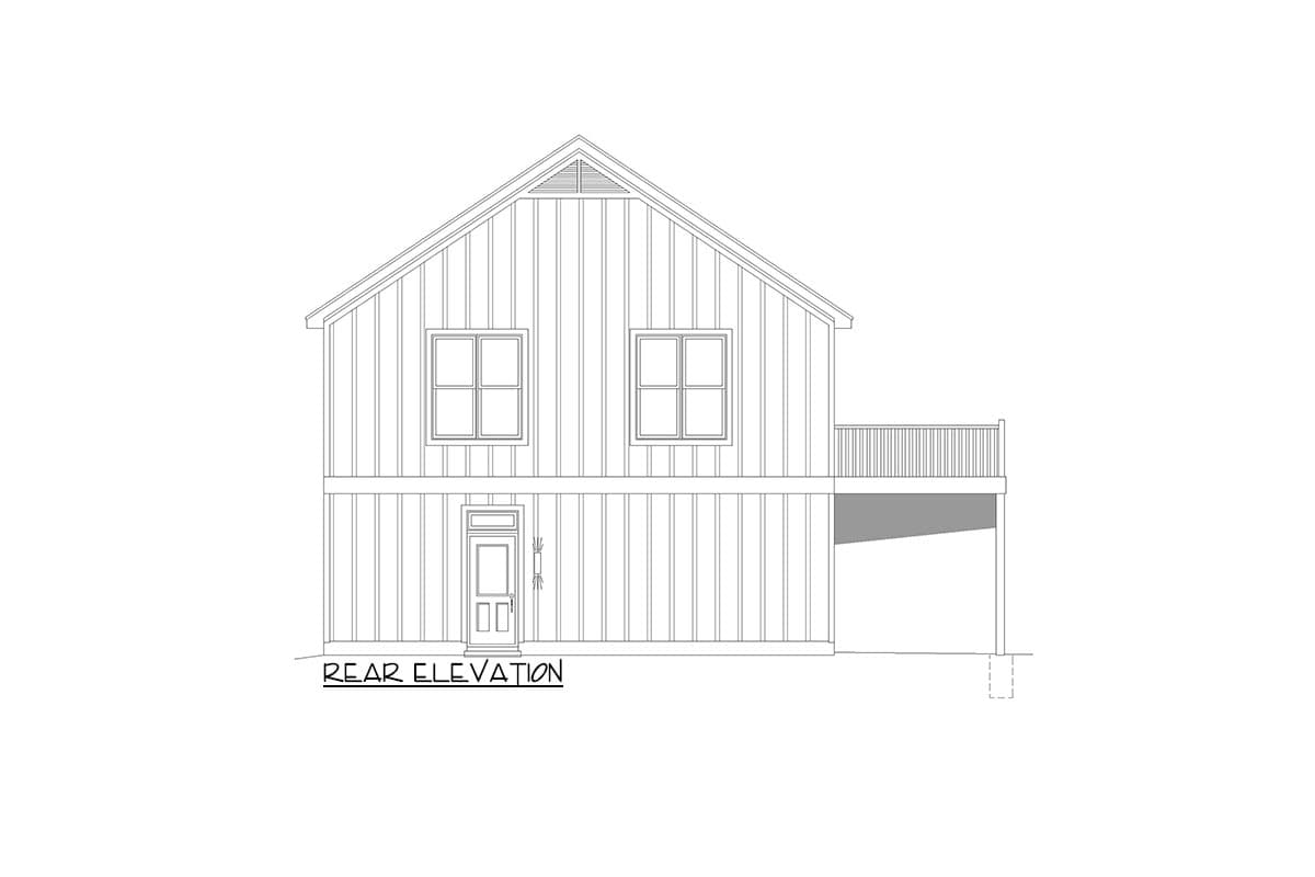 Plan 680169VR: Rectangular 1728 Sq Ft 2-Story House Plan with 3 Bedrooms above the Garage - Image #4 - Country, Traditional