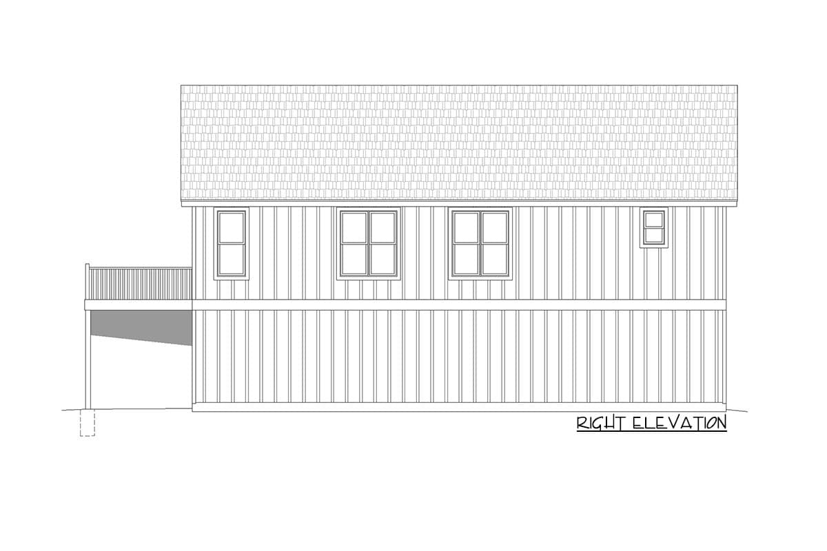 Plan 680169VR: Rectangular 1728 Sq Ft 2-Story House Plan with 3 Bedrooms above the Garage - Image #5 - Country, Traditional
