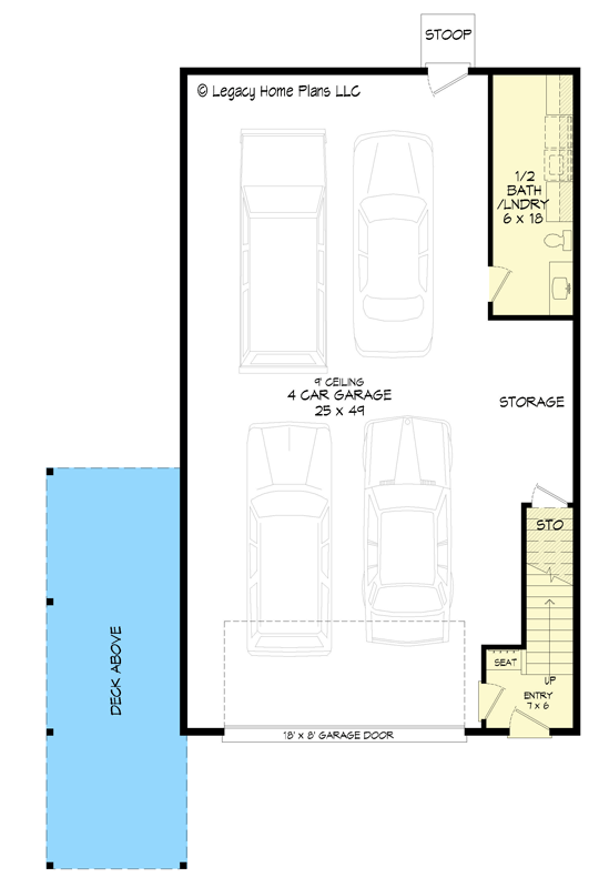 Plan 680169VR: Rectangular 1728 Sq Ft 2-Story House Plan with 3 Bedrooms above the Garage - Floor Plan - Main Level - Country, Traditional