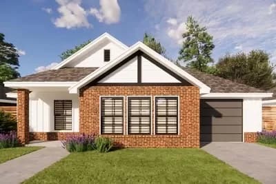 708 Square Foot One Bed House Plan with One-Car Garage