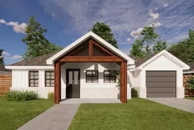 1 Bed Rustic New American Ranch House Plan Under 750 Square Feet
