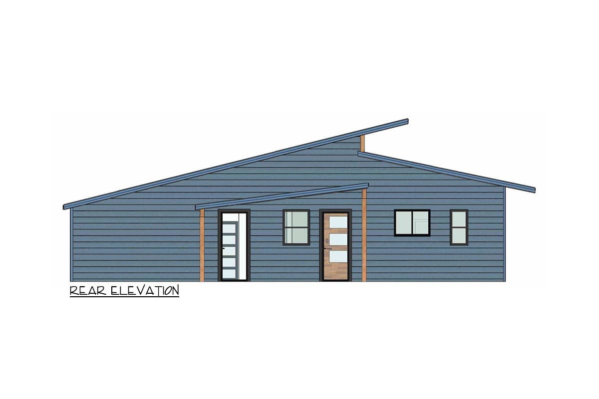 Plan 420095WNT: 707 Square Foot Mid-Century Modern House Plan with Flex Room - Image #4 - Cabin, Contemporary, Cottage, Mid Century Modern, Modern, Rustic