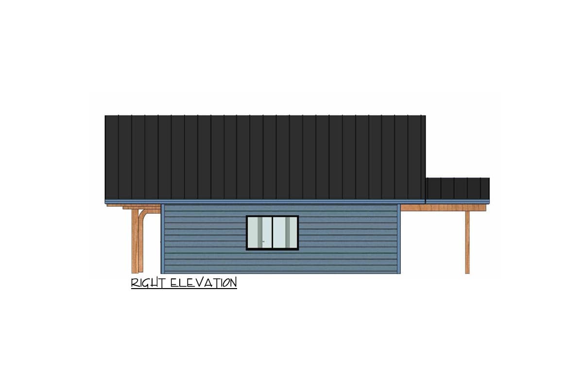 Plan 420095WNT: 707 Square Foot Mid-Century Modern House Plan with Flex Room - Image #5 - Cabin, Contemporary, Cottage, Mid Century Modern, Modern, Rustic