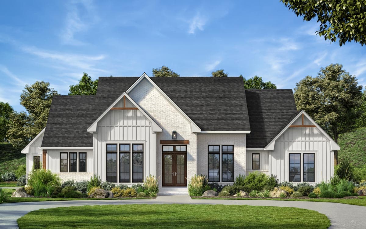 Plan 51943HZ: 4-Bed Transitional Modern Farmhouse Plan with Oversized 3-Car Garage - Image #4 - Contemporary, Country, Modern Farmhouse, New American, Traditional, Transitional
