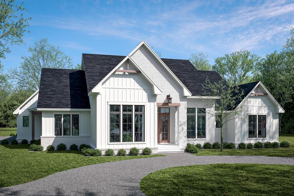 Plan 51943HZ: 4-Bed Transitional Modern Farmhouse Plan with Oversized 3-Car Garage - Image #5 - Contemporary, Country, Modern Farmhouse, New American, Traditional, Transitional