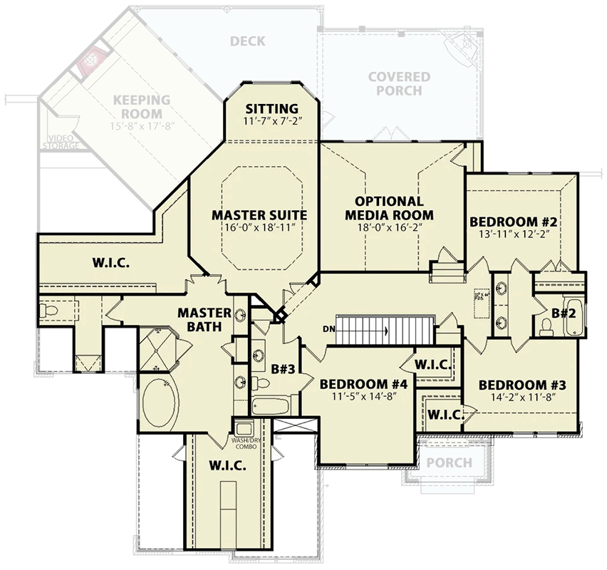 Plan 25811GE: 2-Story Southern Traditional House Plan with Keeping Room and Spacious Rear Porch - Floor Plan - 2nd Floor - Southern, Traditional