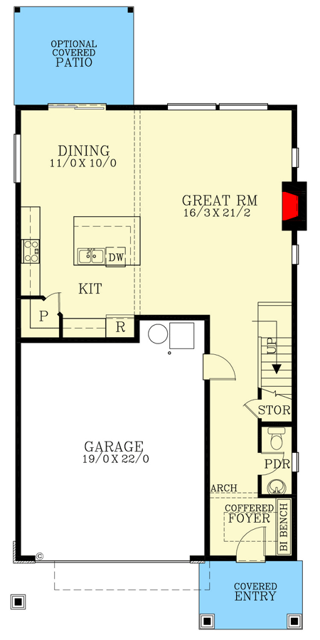 Plan 28115J: 4-Bed Northwest Bungalow House Plan with Open Main Level - 2245 Sq Ft - Floor Plan - Main Level - Bungalow, Country, Craftsman, Northwest, Traditional