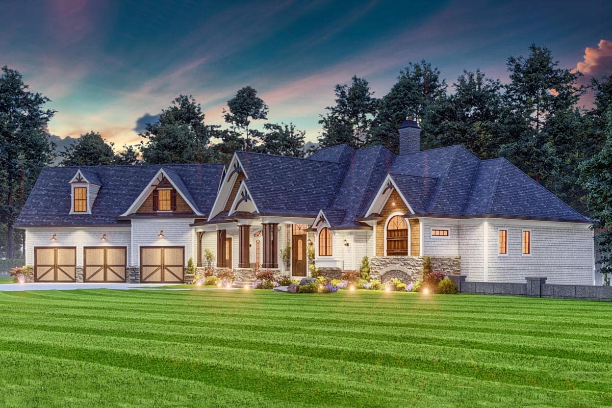 Plan 25812GE: 5,000 Square Foot Rustic Mountain Home Plan with Angled Garage - Image #5 - Country, Craftsman, Mountain, New American